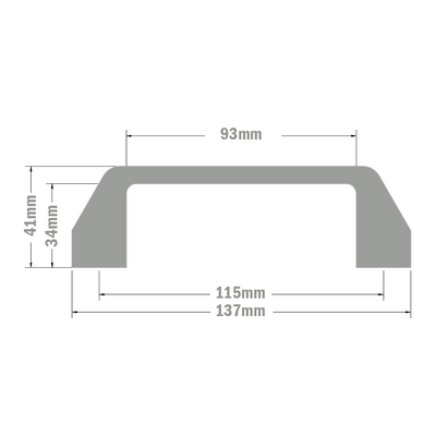 50-211-3SS MODULAR SOLUTIONS 120 BLACK NYLON PULL HANDLE<BR>STAINLESS STEEL HARDWARE 26MM X 137MM X 41MM
